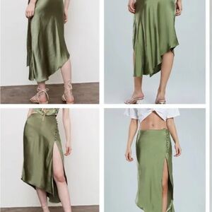 SOLD Asymmetric Hem Slit Button Deco Skirt